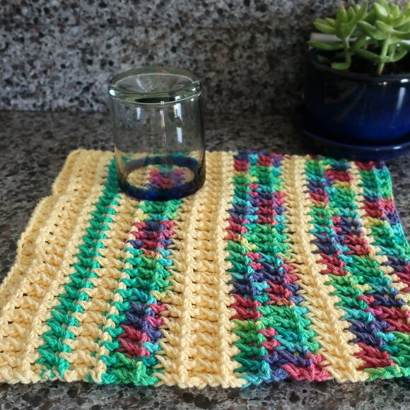 Multicolored Crochet Dish Drying Mats 100% Cotton Kitchen - Picture 6 of 15